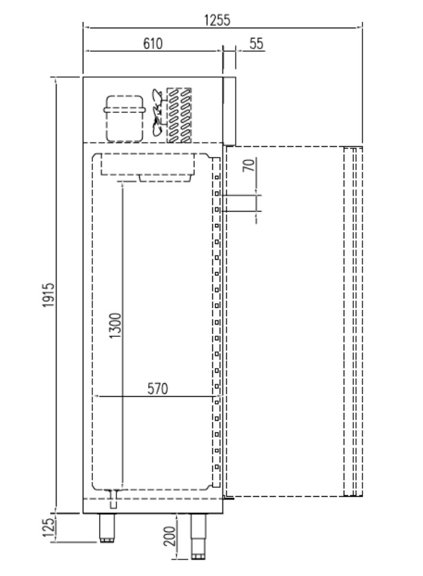 Armário Refrigerado Expositor 1000L com Portas Abatíveis