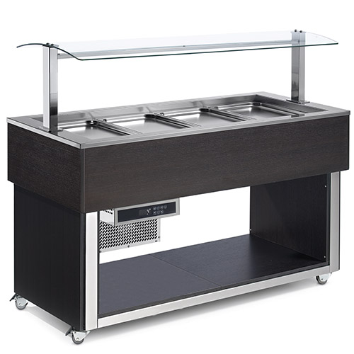 Buffet Refrigerado Estático 3x GN 1/1, Madeira/Vidro