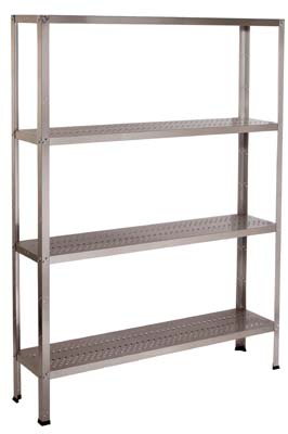 Módulo de Prateleiras Inox Perfuradas 140x40x180 cm