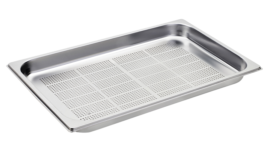 Tabuleiro Gastronorm 2/1 Perfurado Inox para Cozedura 65mm