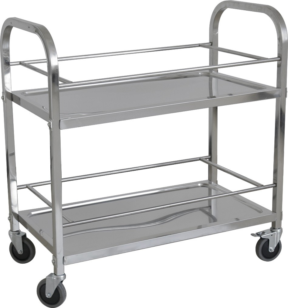 Carrinho de Serviço Inox com 2 Prateleiras 950x500x950h mm