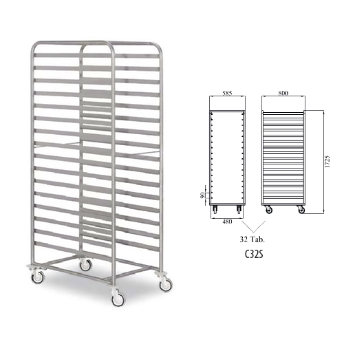 Carro de Serviço Inox 16 Níveis com Rodas 585x800x1725 mm