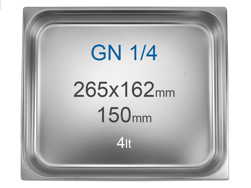 Cuba Gastronorm 1/4 Aço Inox 4 L, Altura 150 mm