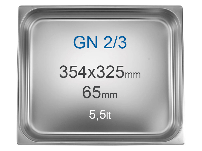 Cuba Gastronorm GN 2/3 Inox - 5.5 L (65mm altura)