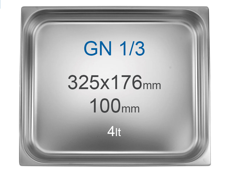 Cuba Gastronorm GN1/3 4L Inox 100 mm