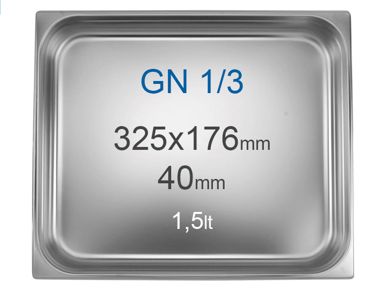 Cuba Gastronorm GN1/3 Inox - 1.5L, Altura 40mm
