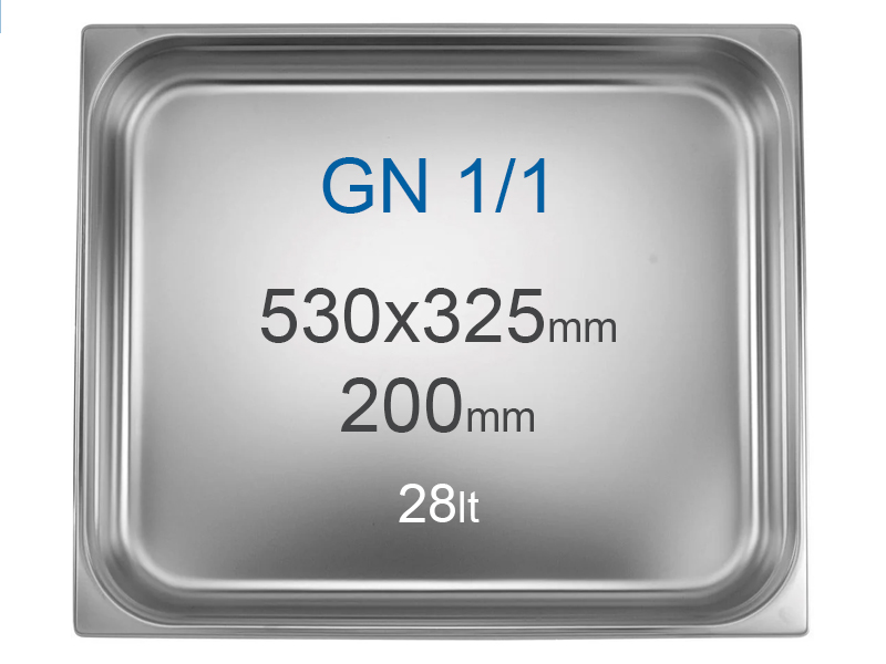 Cuba Gastronorm Inox GN 1/1 28L Profundidade 200mm
