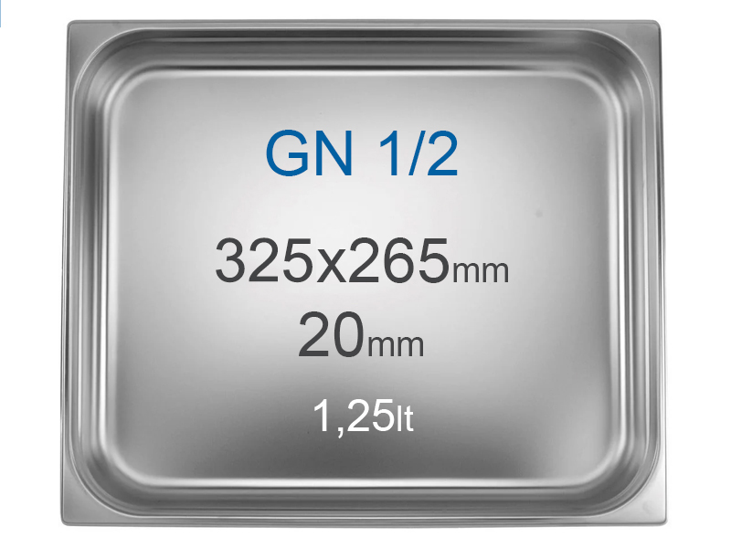 Cuba Gastronorm Inox GN1/2 1.25L 20mm