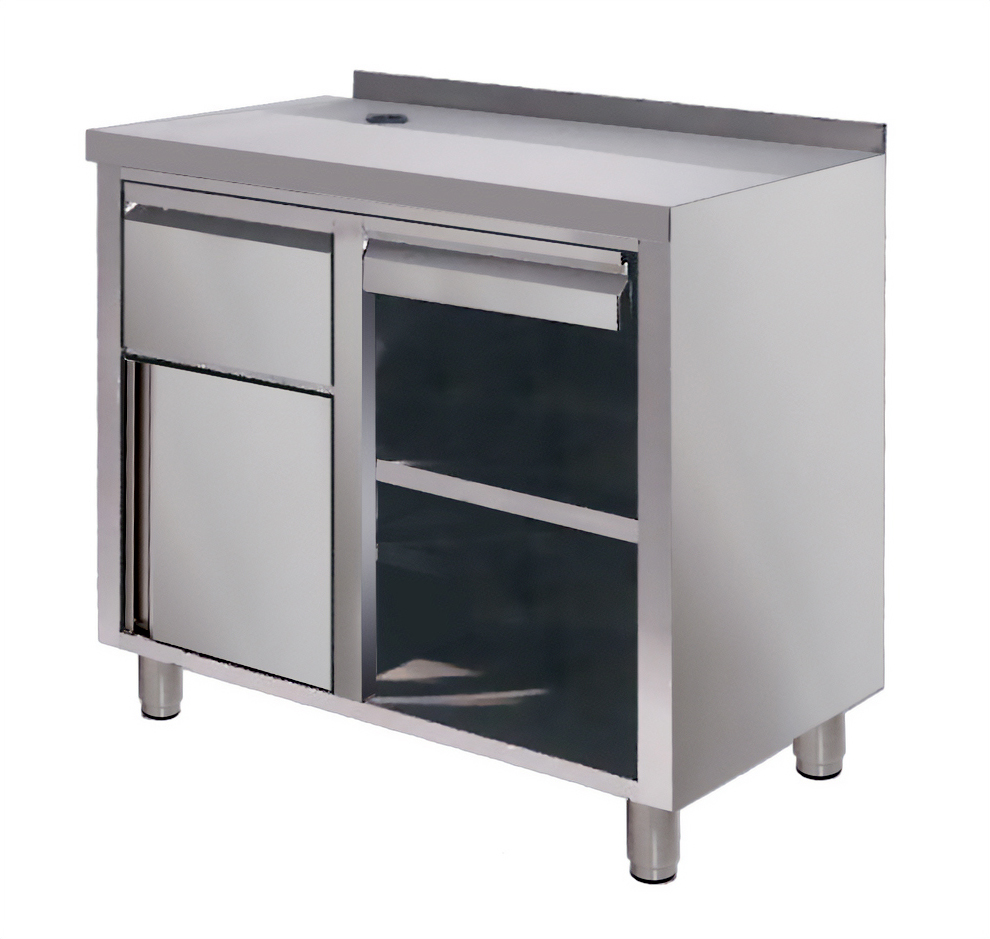 Móvel Cafeteiro Inox 1 Gaveta Revestida 1000x600x850mm