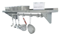 Prateleira Mural Inox com Ganchos Inferiores 900x300mm