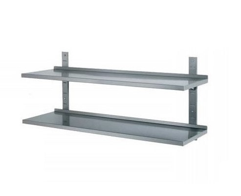 Estante de Parede Inox 1000mm, 2 Níveis Profissional