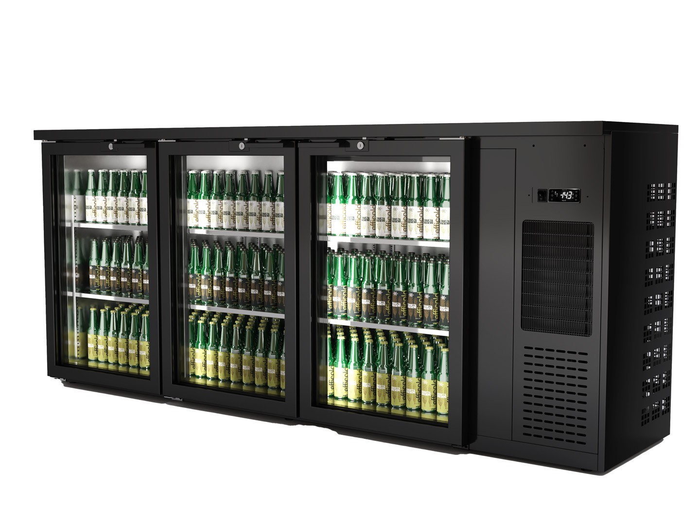 Expositor Refrigerado Garrafeira 3 Portas de Vidro 413L