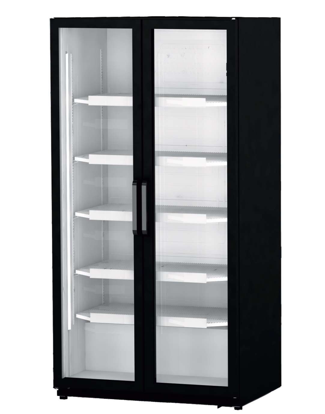 Expositor Refrigerado Vertical de 800L com 2 Portas Pretas