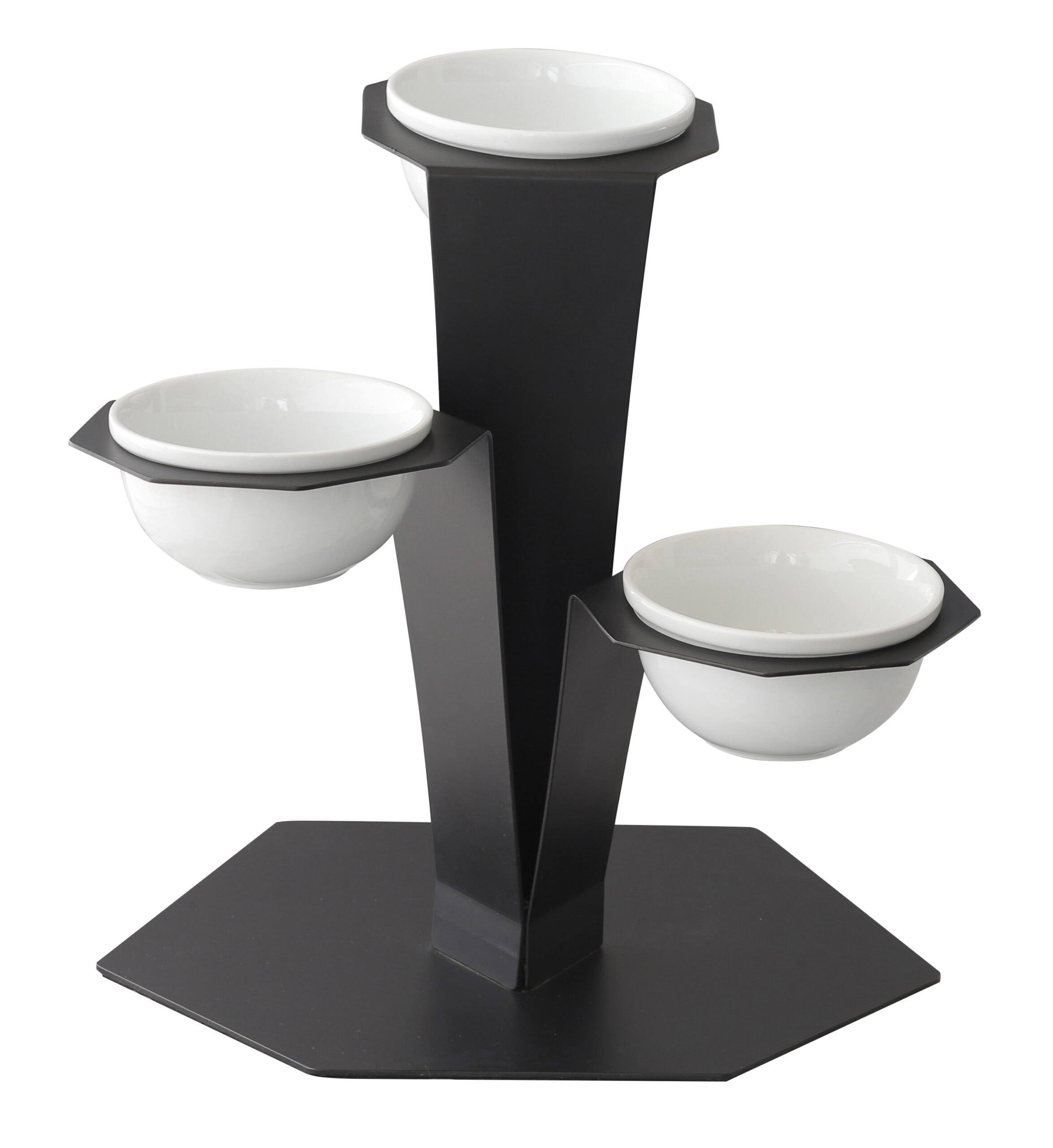 Expositor para 3 Tigelas de Porcelana - Preto