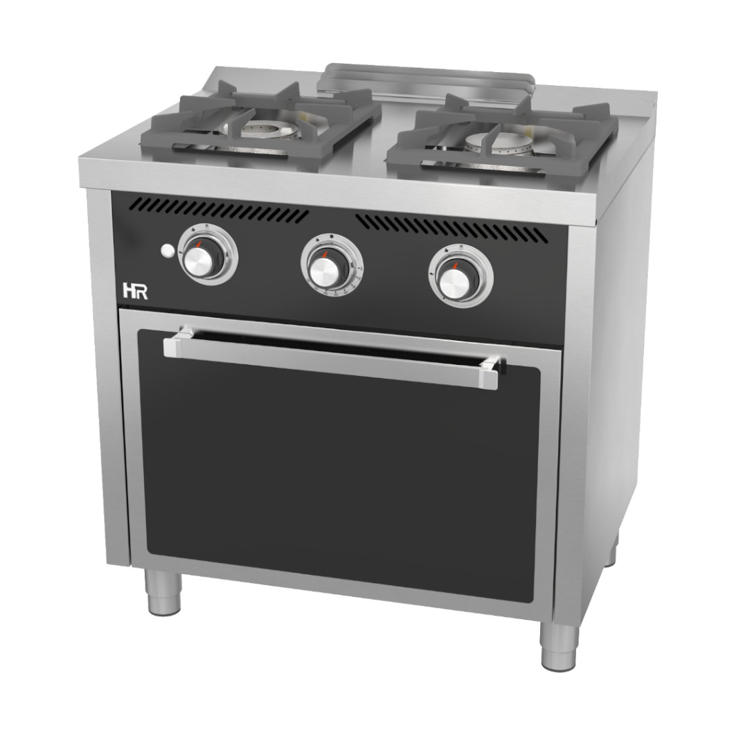 Fogão Industrial a Gás com Forno, 2 Bicos, 800x600mm