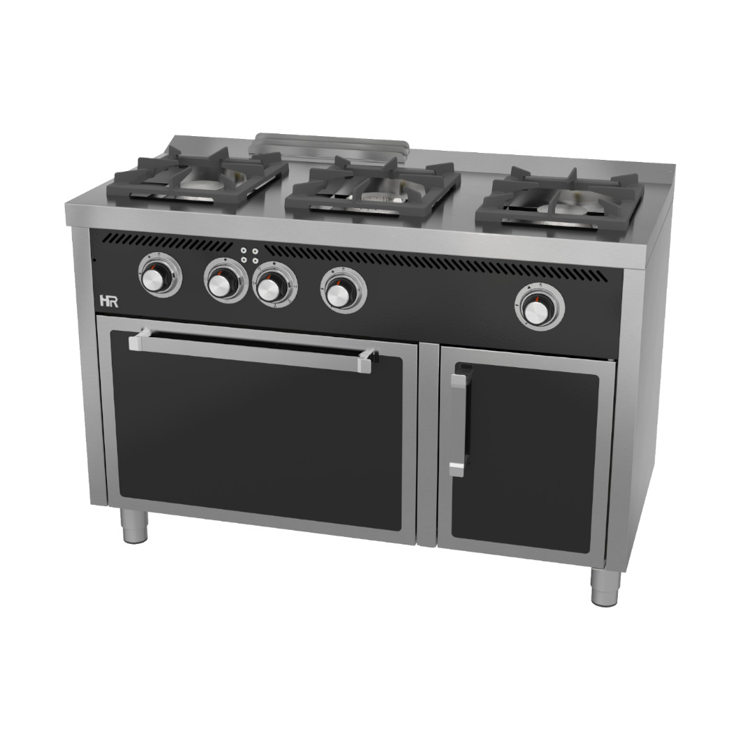 Fogão Industrial Gás 3 Queimadores Forno Elétrico 1200mm