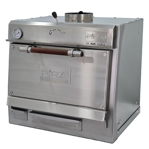 Forno a Carvão com Porta Cega de Aço Inoxidável 60kg/h