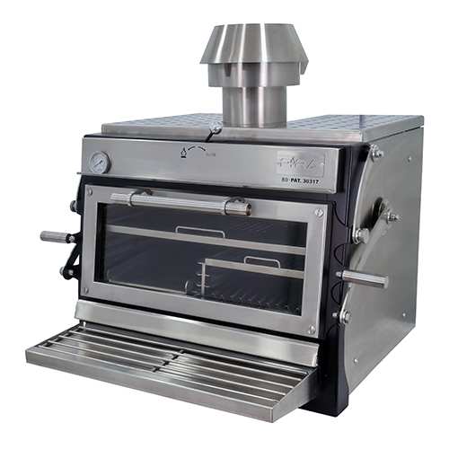 Forno a Carvão com Porta de Vidro Elevável