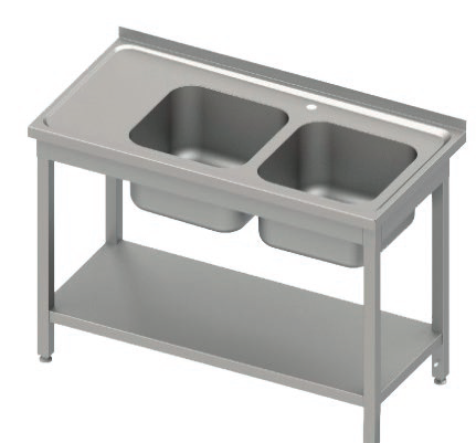Fregadero Industrial Desmontável 1500x600mm, 2 Pias Direitas