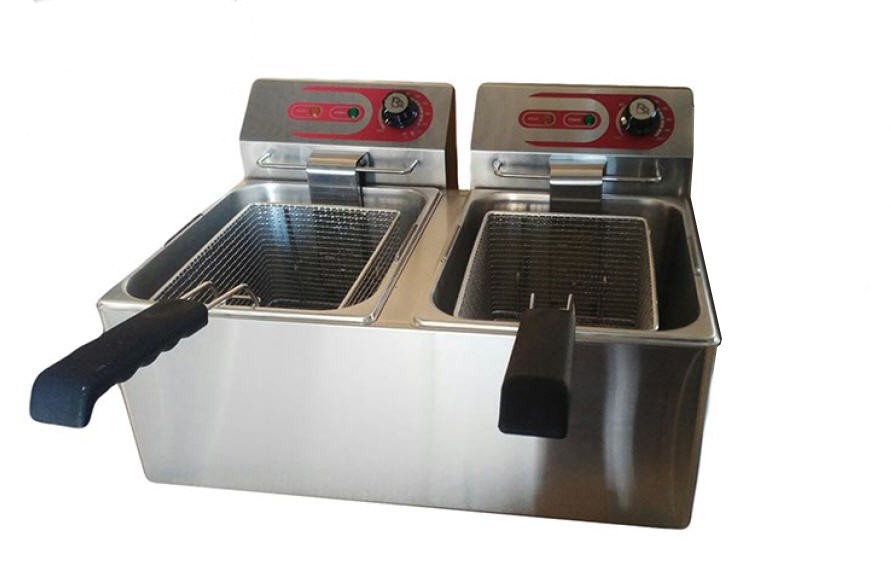 Fritadeira Industrial Dupla 8+8L Elétrica 4,5+4,5KW