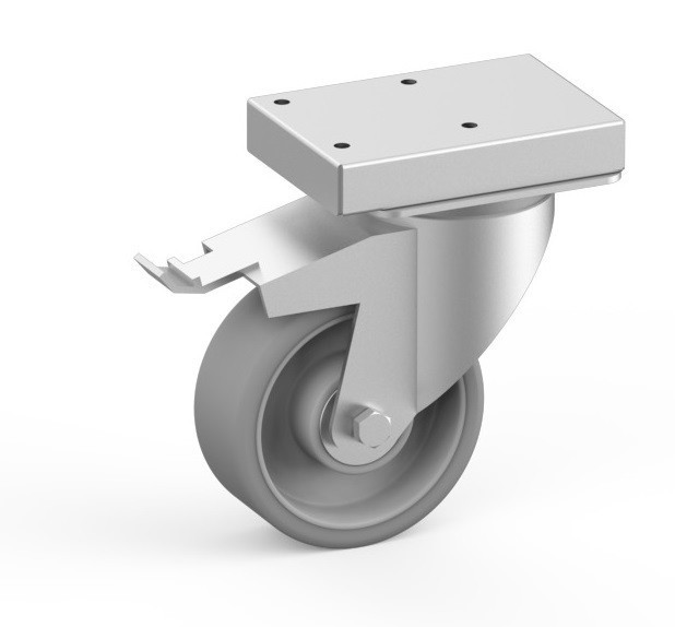 Rodízio Giratório Inox com Travão Ø100mm para Linha 700
