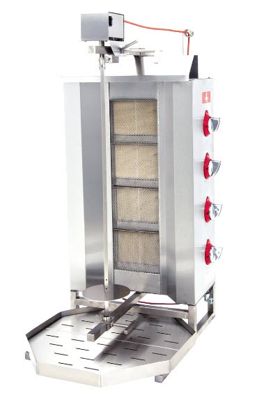 Assador de Kebab a Gás com Motor Superior 4 Queimadores