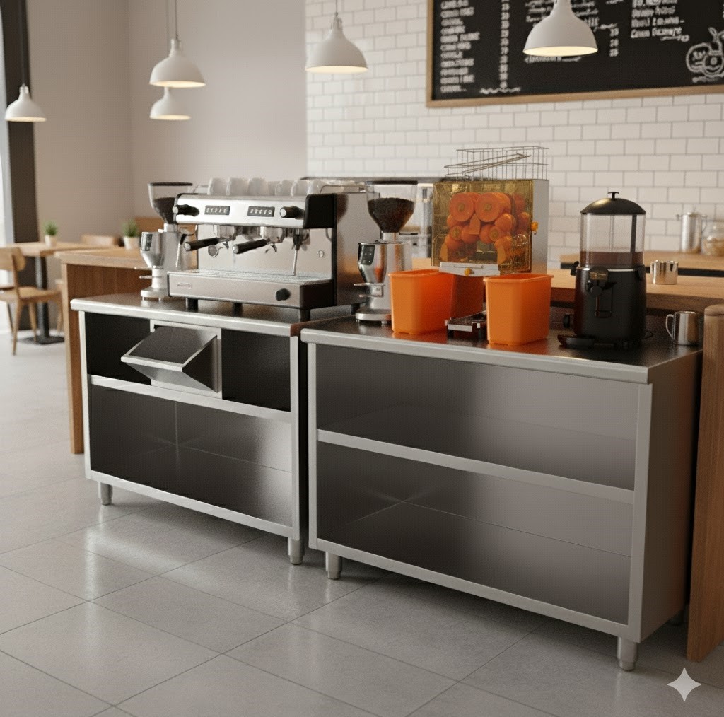 Móvel Cafeteiro Profissional c/ Cuba e Tolva 1000x600x1050mm