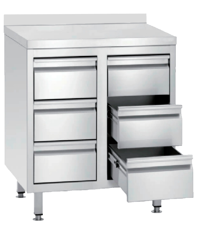 Mesa de Trabalho Inox com 6 Gavetas, 1000x600x850mm