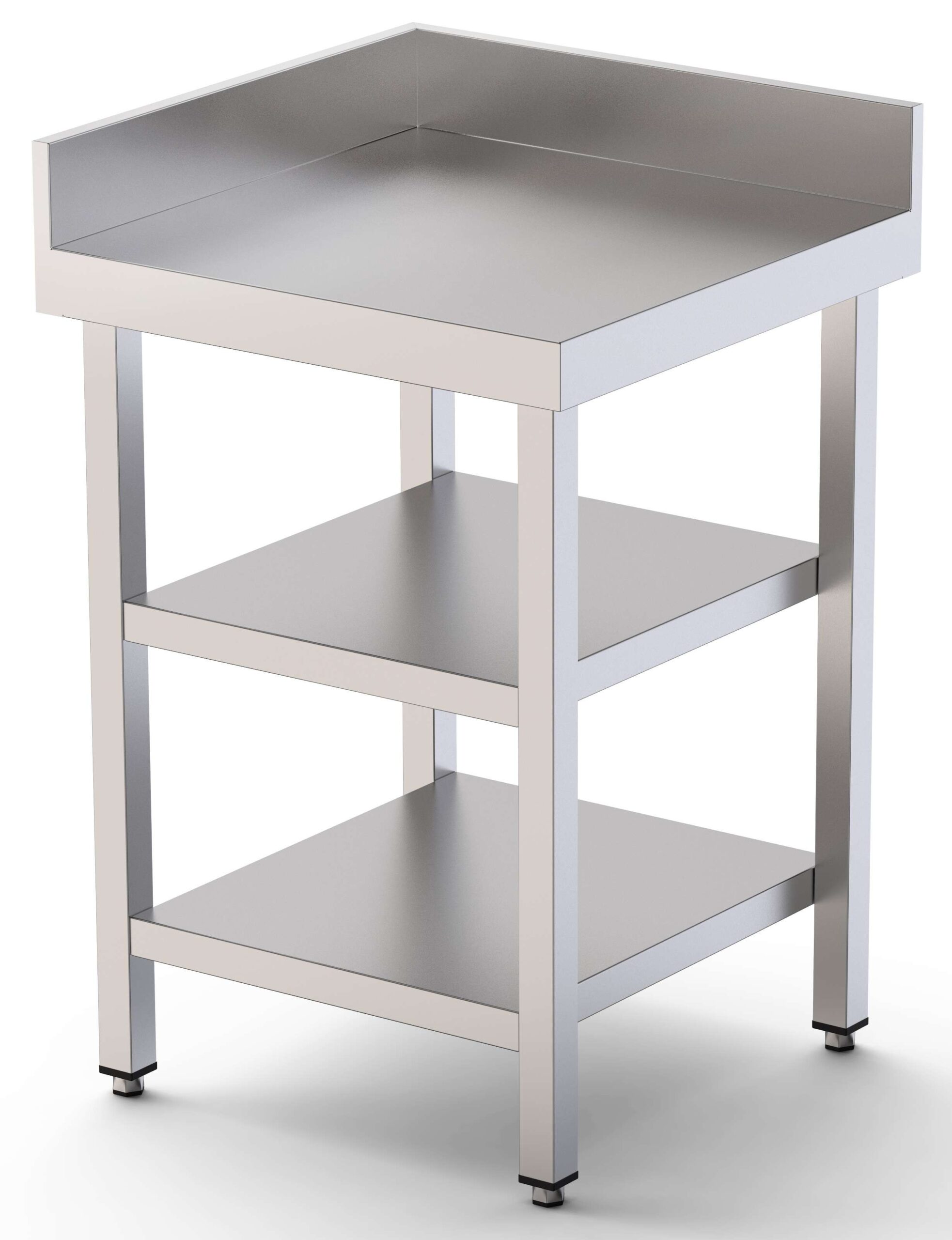Mesa de Trabalho Angular Inox com 2 Prateleiras 600x700x850h mm