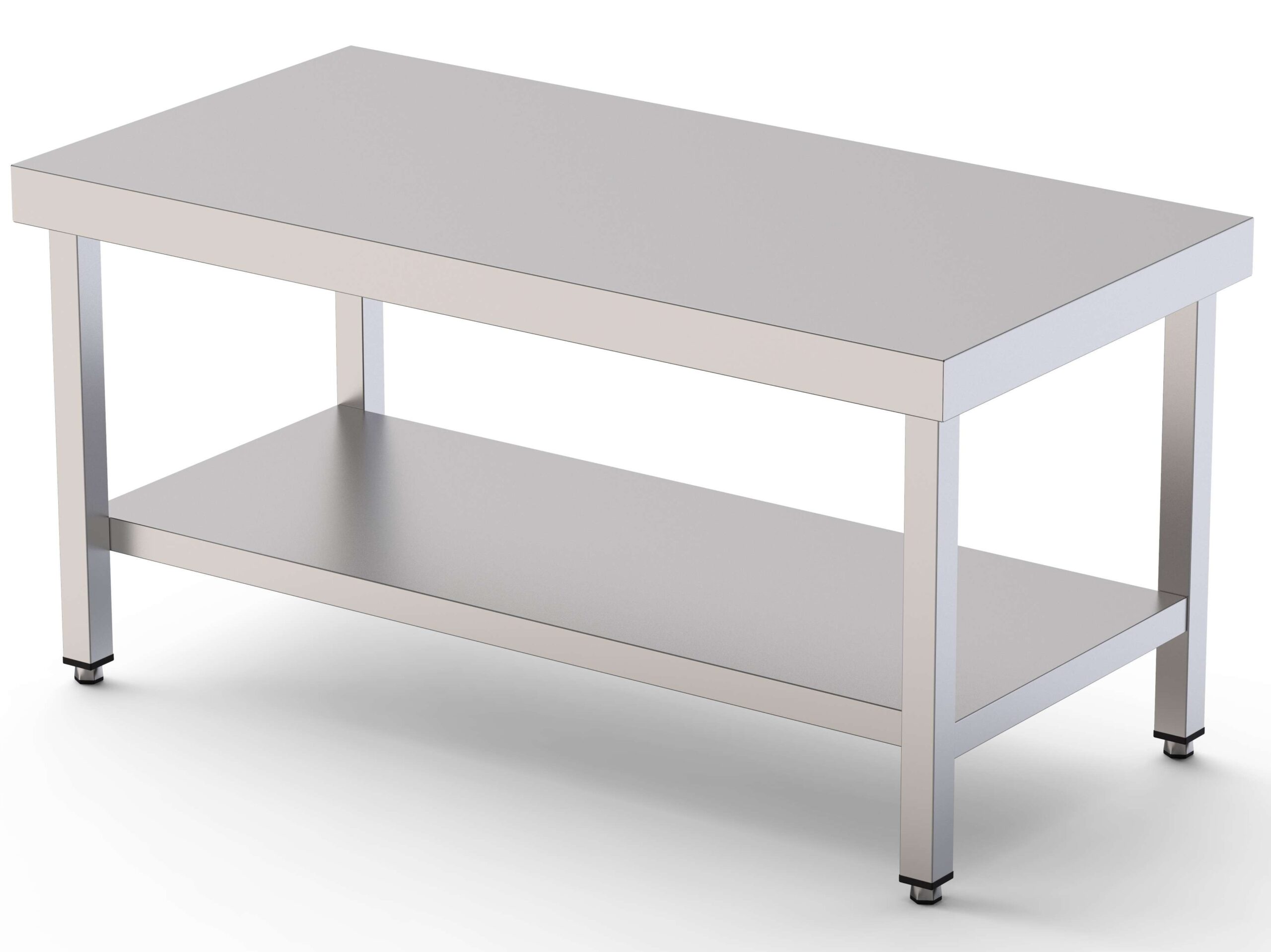 Mesa de Trabalho Central em Inox com Prateleira Baixa 600x600x600 mm