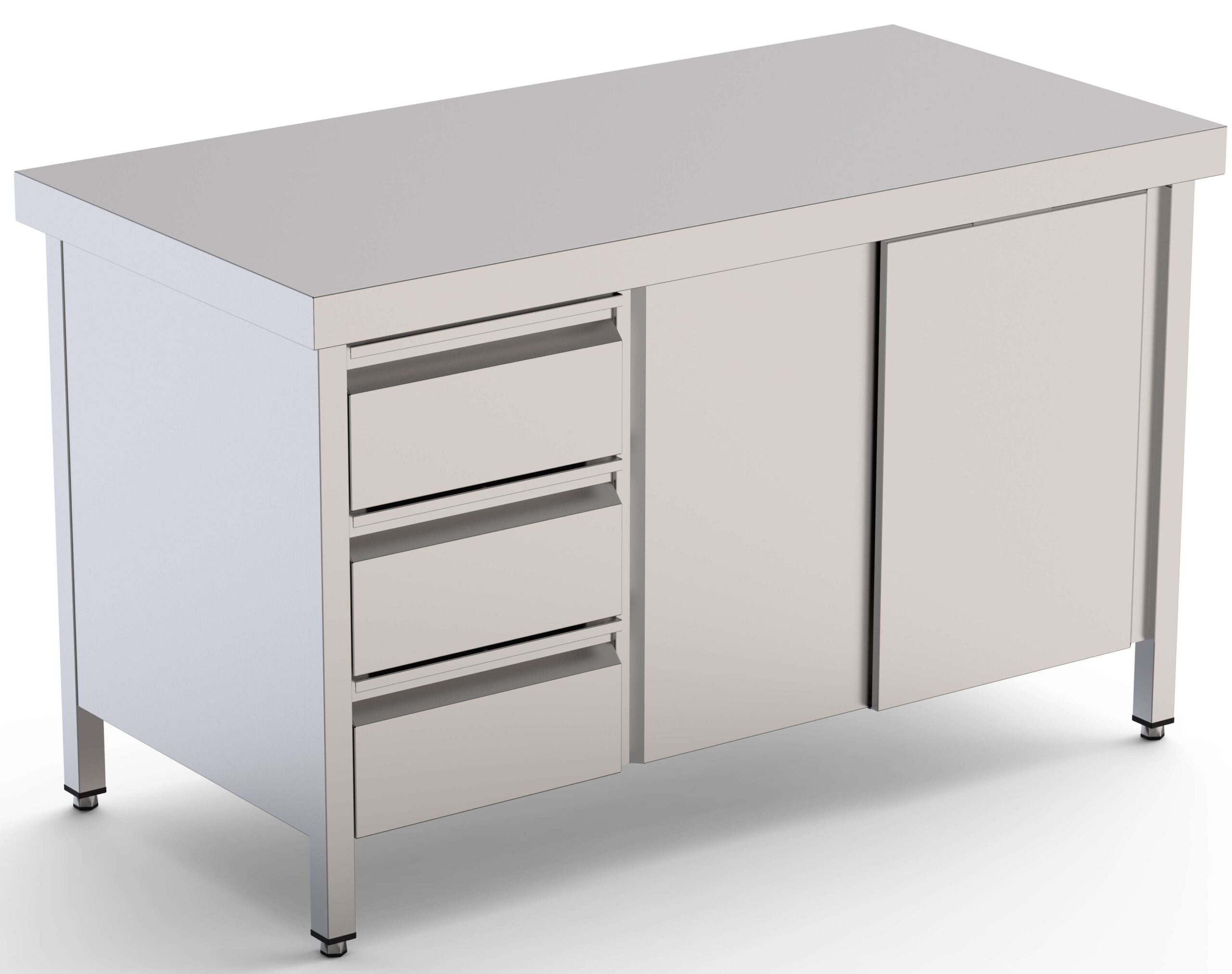 Mesa de Trabalho Central Inox com Gavetas 1600x700x850mm