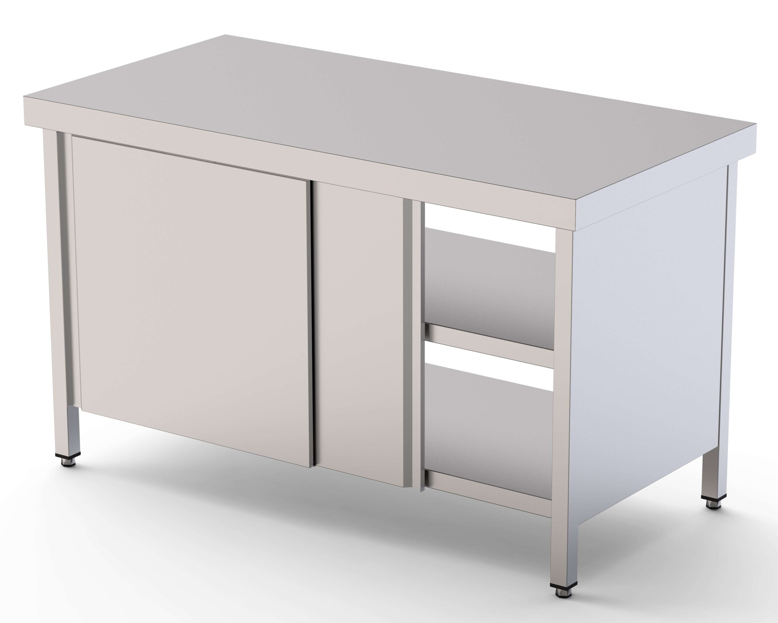 Mesa de Trabalho Central Inox com Portas Deslizantes 1800x600 mm