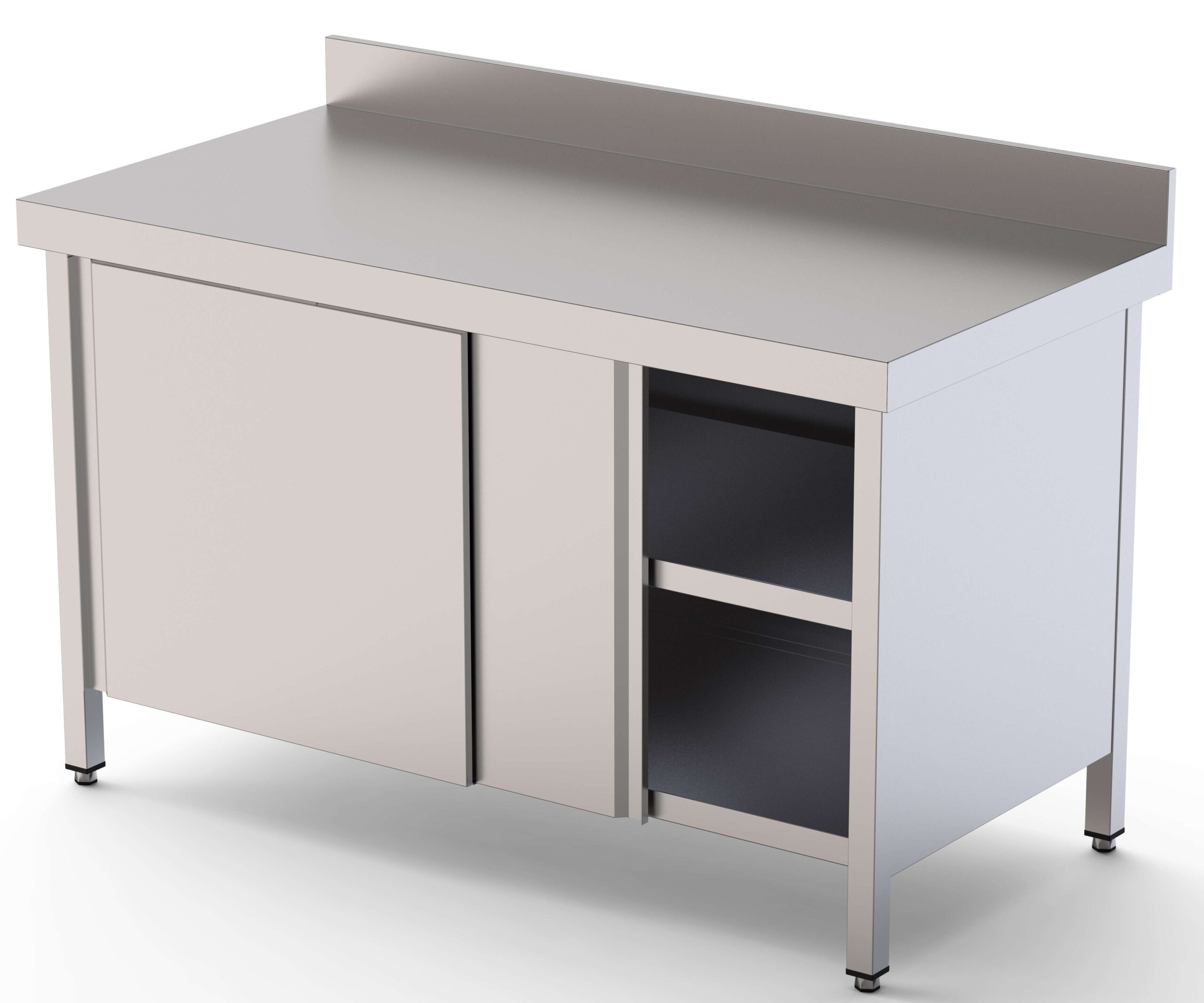 Mesa de Trabalho Mural Inox com Porta de Correr 140x50cm