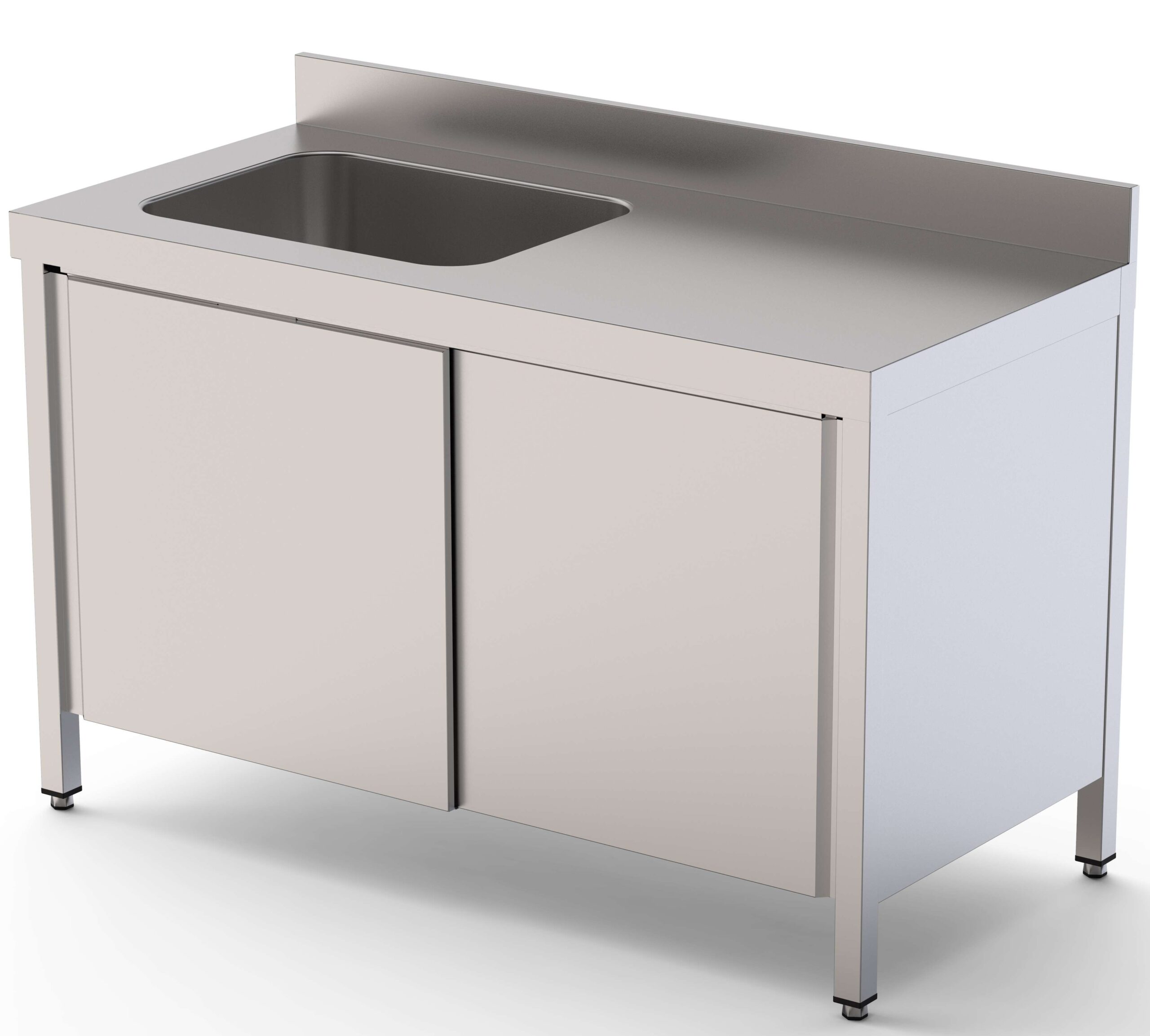 Mesa de Trabalho Inox Mural com Cuba e Gavetas 220x60cm