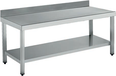 Mesa Mural Desmontável Inox c/ Prateleira 2000x600mm