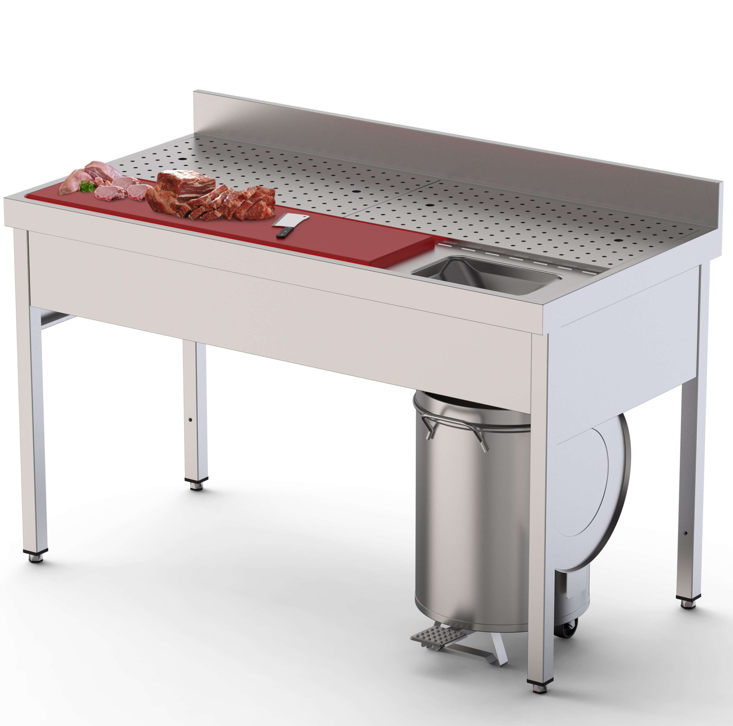 Mesa de Preparação Inox com Armário 140x70x85cm