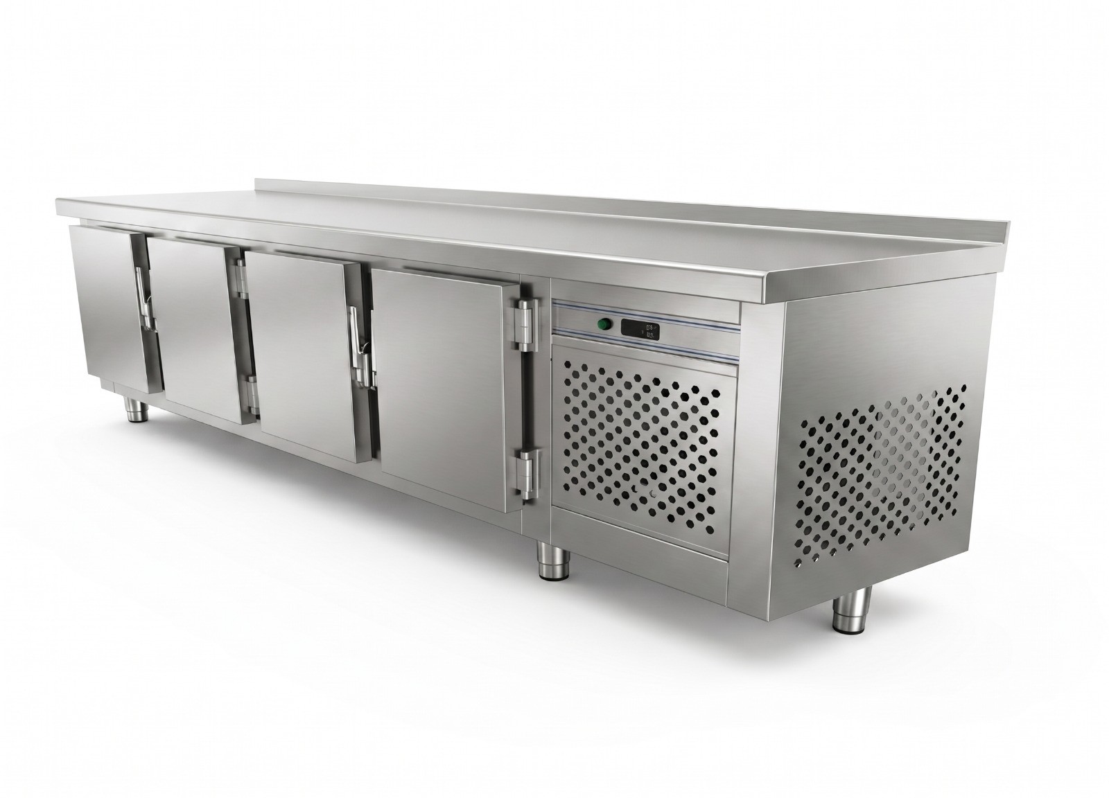 Mesa Refrigerada Baixa 4 Portas Inox 2500x750x600mm