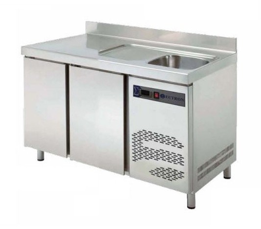 Mesa Refrigerada Inox com Lavatório Fundo 600 duas portas
