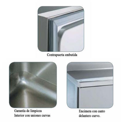 Mesa Refrigerada Inox com Lavatório Fundo 600 duas portas