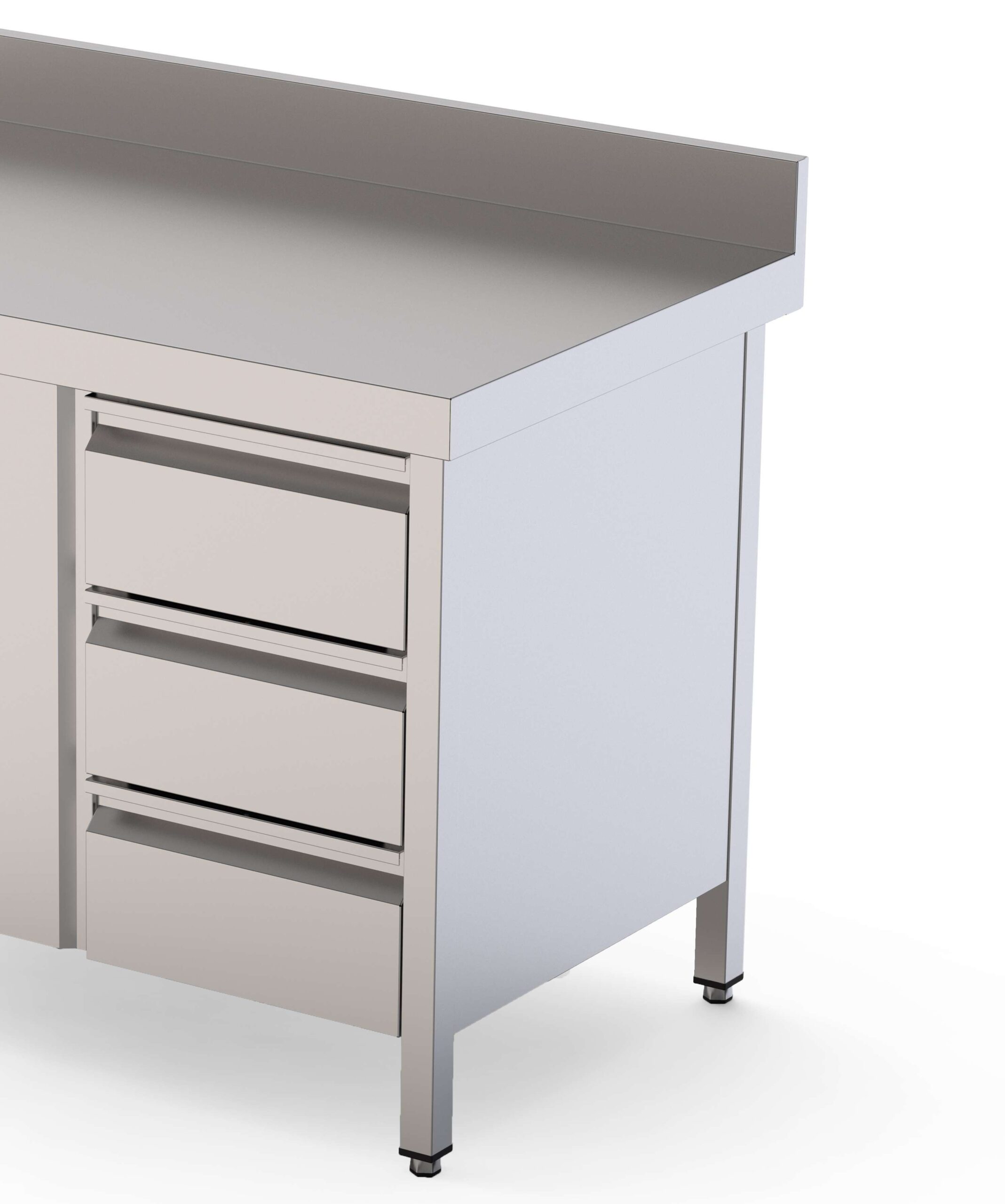 Módulo 3 Gavetas Inox para Mesa 600mm Profundidade