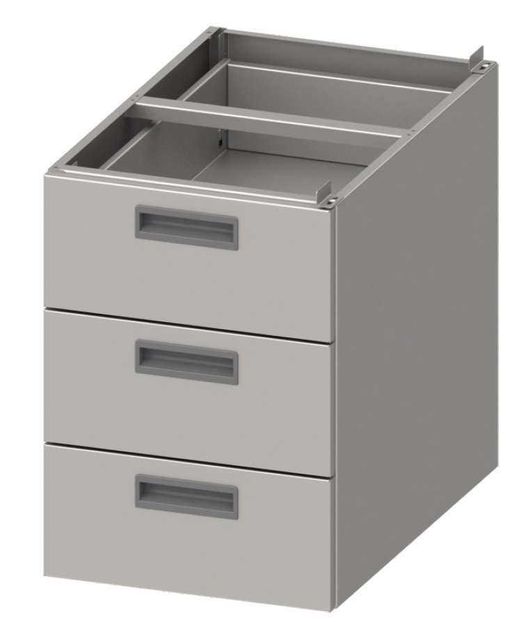 Módulo de 3 Gavetas em Inox AISI 201 para Bancada 600mm