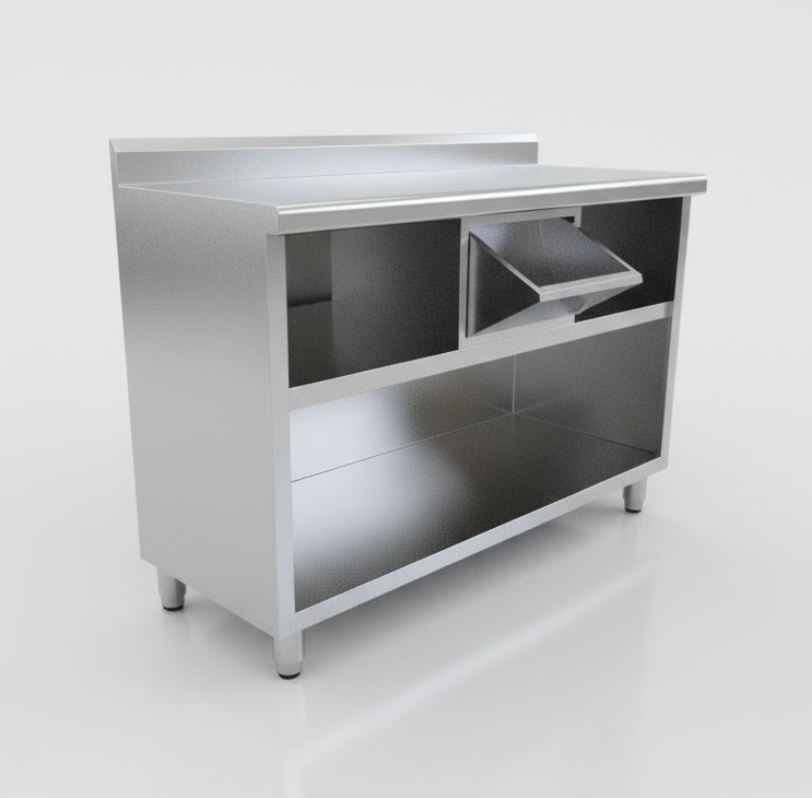 Mesa Cafeteira Inox 2000mm com Tolva e Bancada para Café