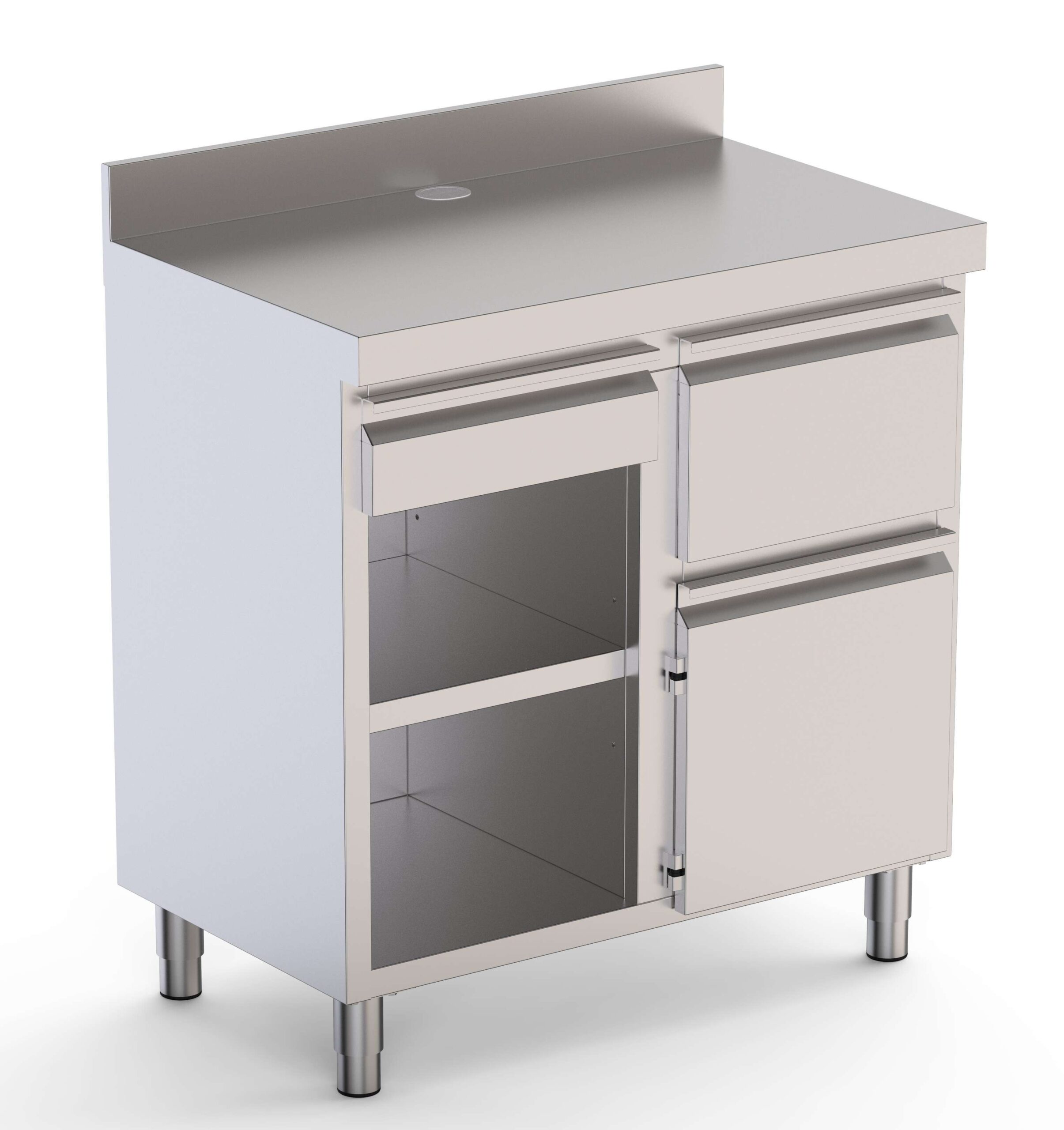 Móvel Cafeteiro Inox 1000x600x1050mm com Tolva Direita
