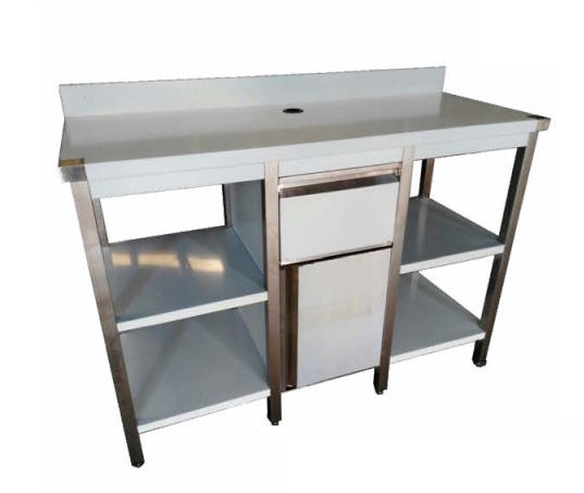 Mesa de Cafetaria Inox com Tolva FCT-150-O