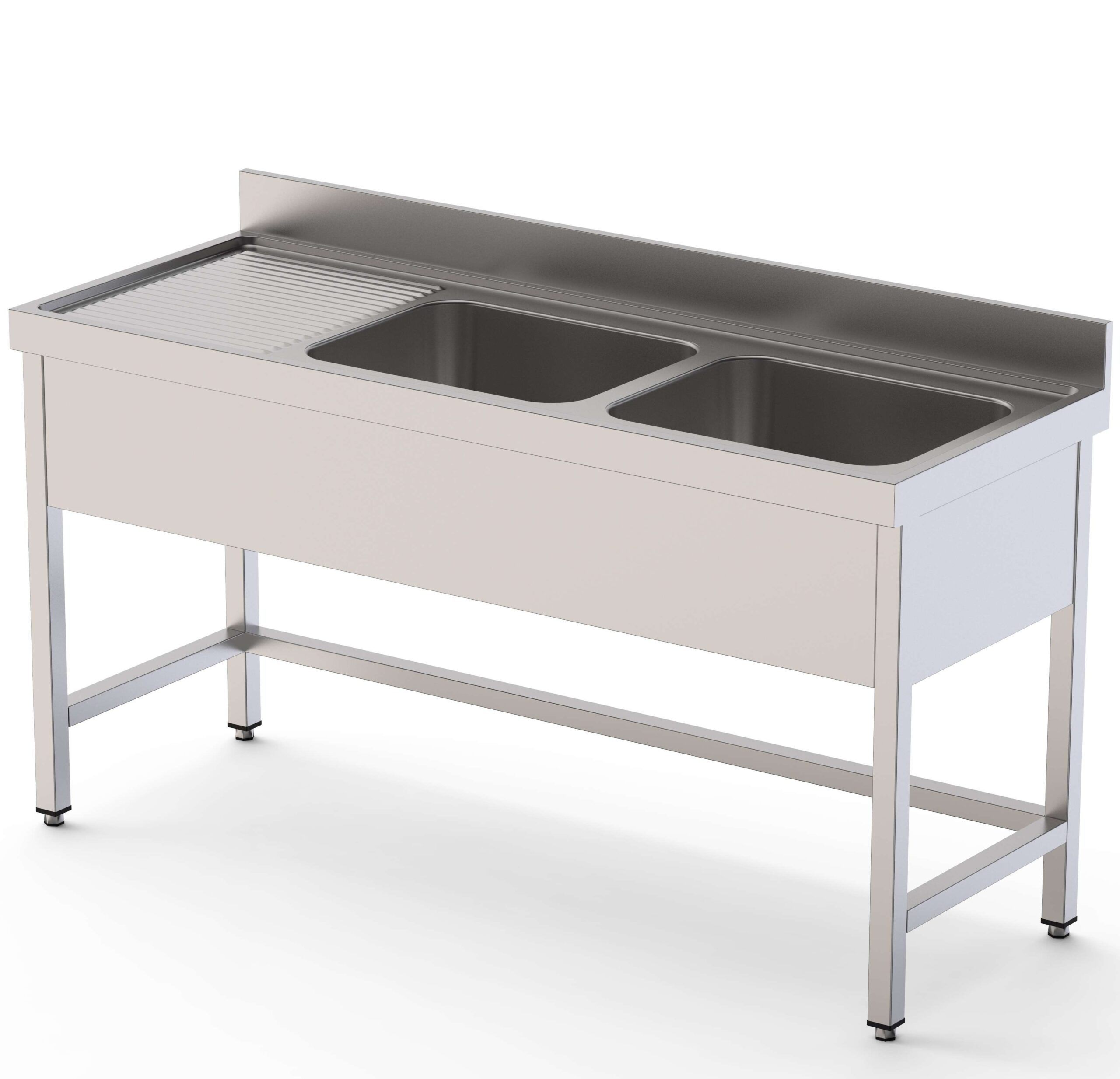 Lavadouro Inox com Móvel e Duas Cubas 1400x600x850mm