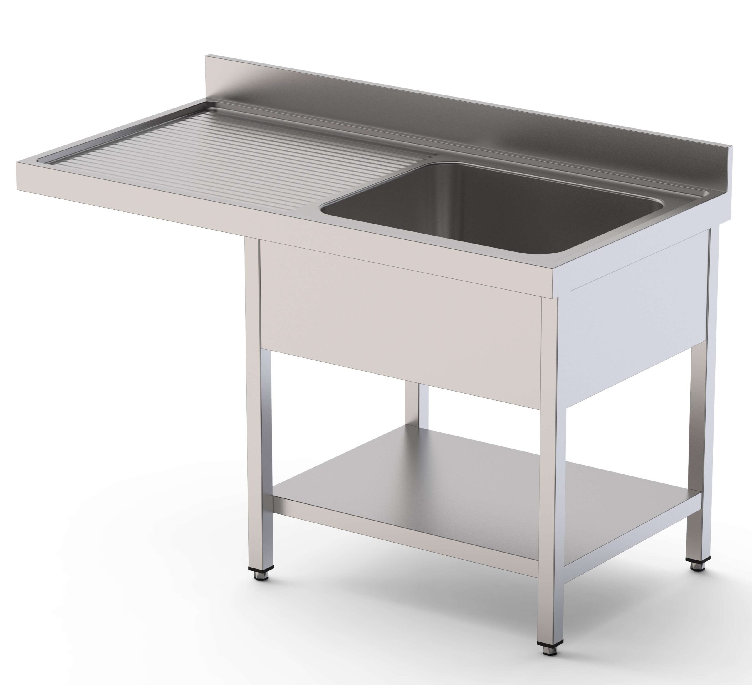 Lavadouro de Cozinha Industrial com 2 Cubas e Prateleira 180x70x85cm