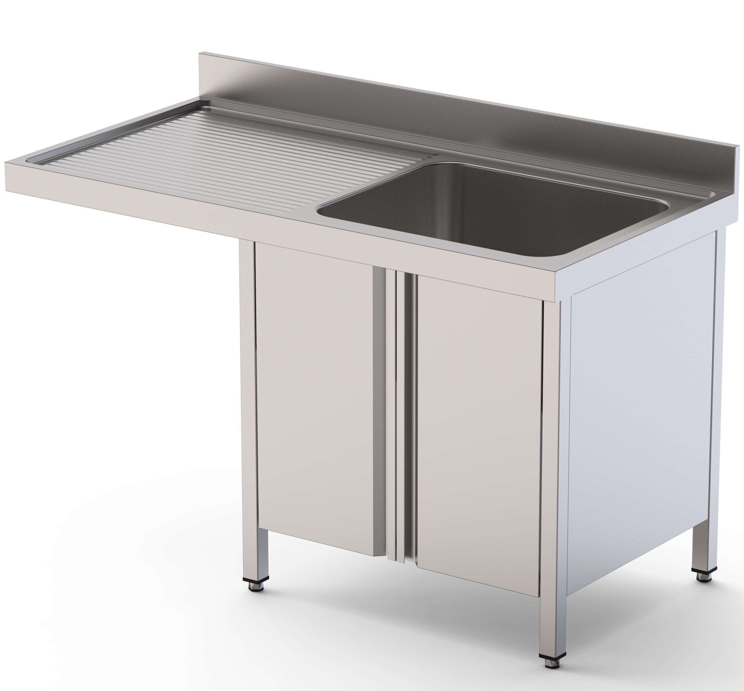 Lavadouro Inox com 2 Cubas e Portas de Correr 1800x700x850h mm