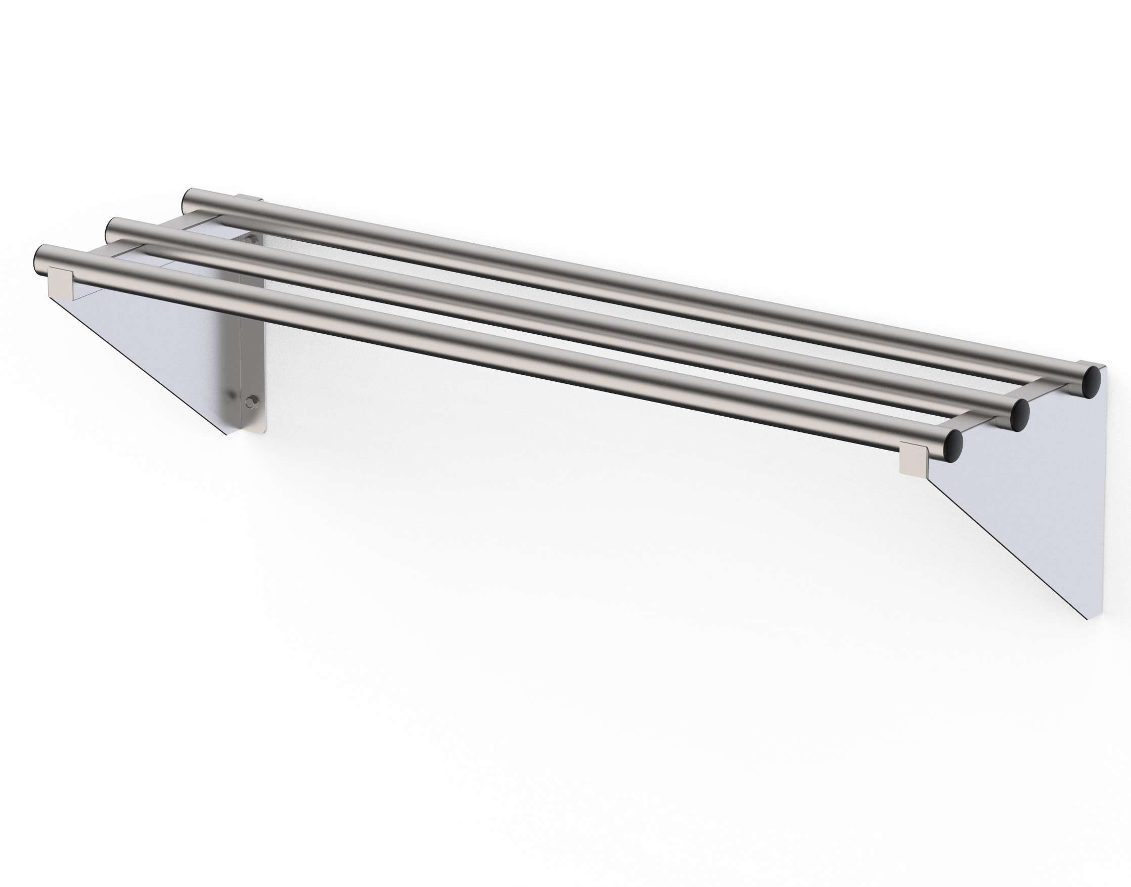 Prateleira Mural Inox Tubo Redondo 1200x300x200mm