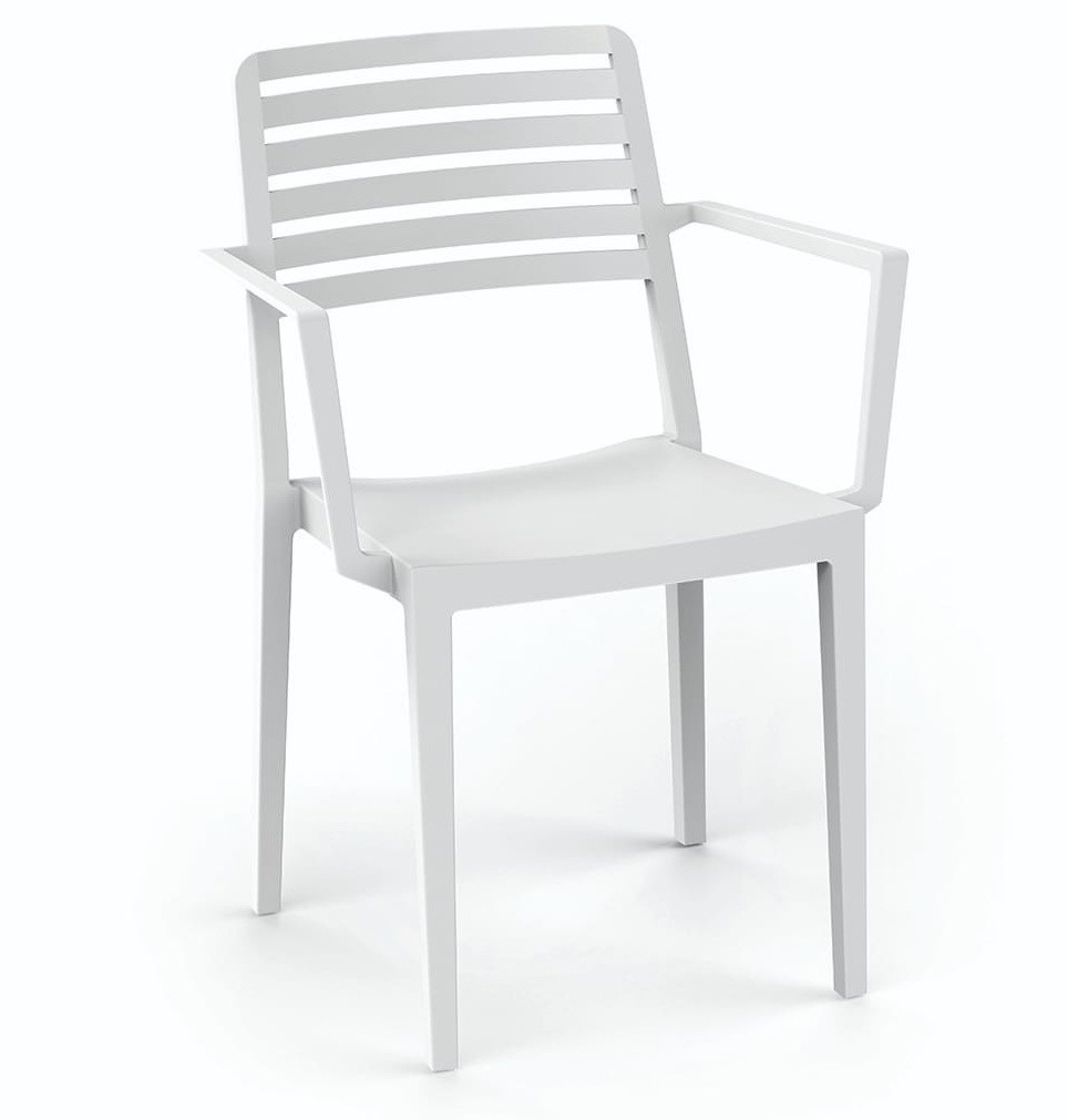 Cadeira de Exterior Polipropileno Reforçado Branco ROW 2