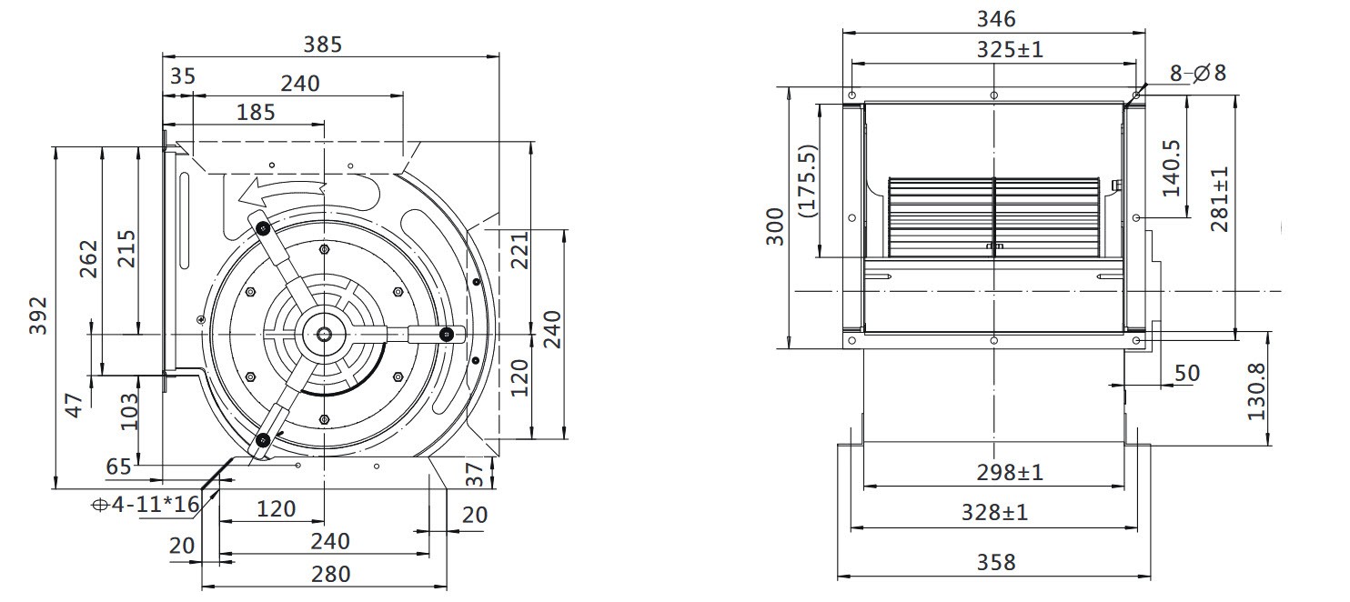 Ventilador Centrífugo LKZ 9-9-4M, 3000 m³/h, Eficiência HE